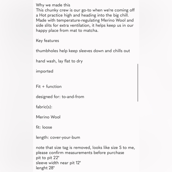 𝅺LULULEMON Yin To You wool sweater size S in EUC - Picture 15 of 15